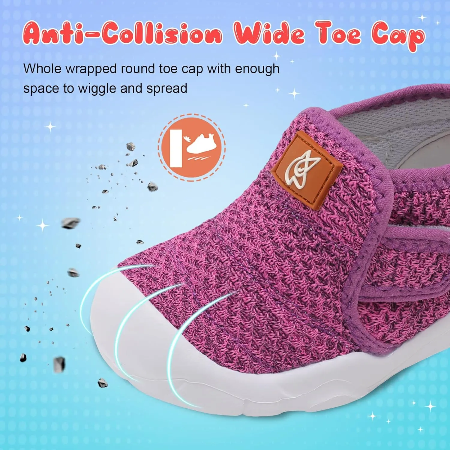 QFH Toddler Shoes Boys Girls Sneakers Comfy Barefoot Shoes Kids Adjustable Hook and Loop Walking Shoes Wide Toe Box Breathable Shoes