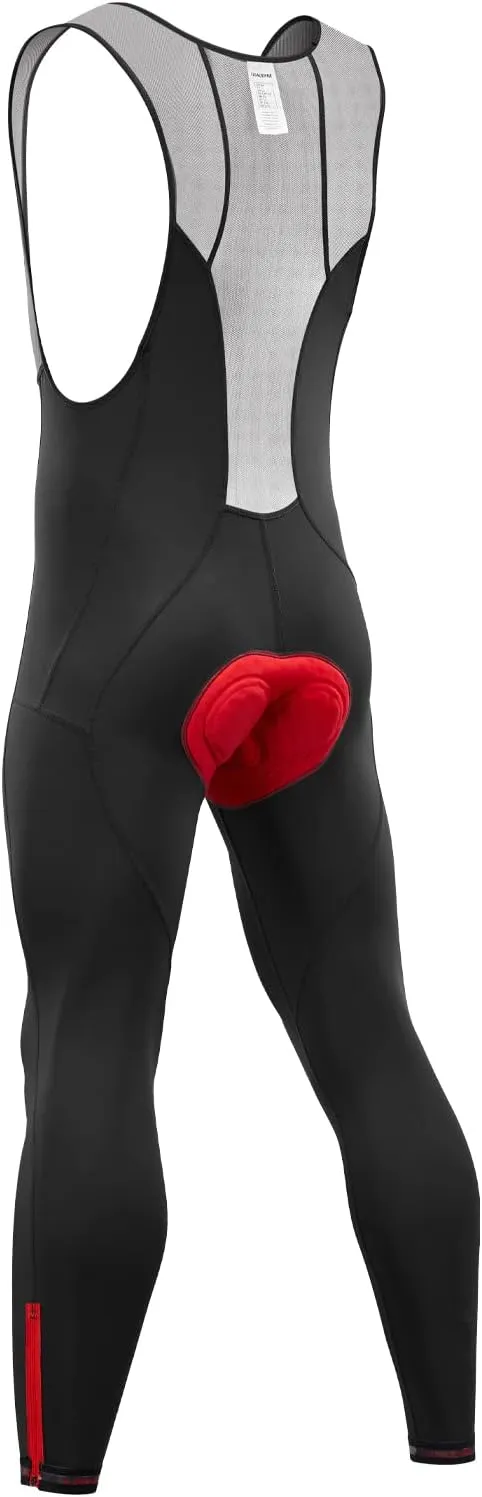 qualidyne Men's Cycling Bib Pants 3D Padded Winter Thermal Cold Weather Bike Bib Tights Biking Bicycle Long Leggings