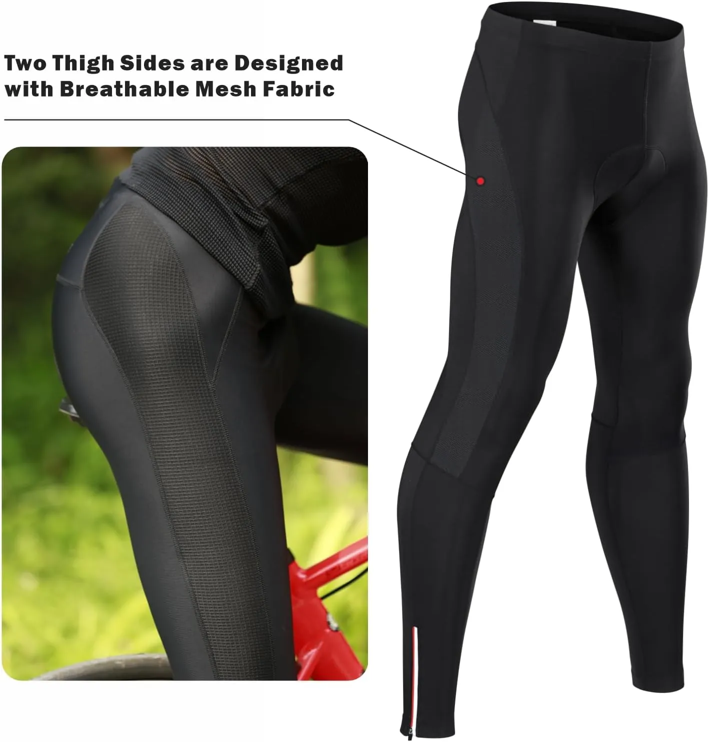 qualidyne Men's Cycling Bike Pants 4D Padded Road Bicycle Tights Outdoor Biking Leggings.