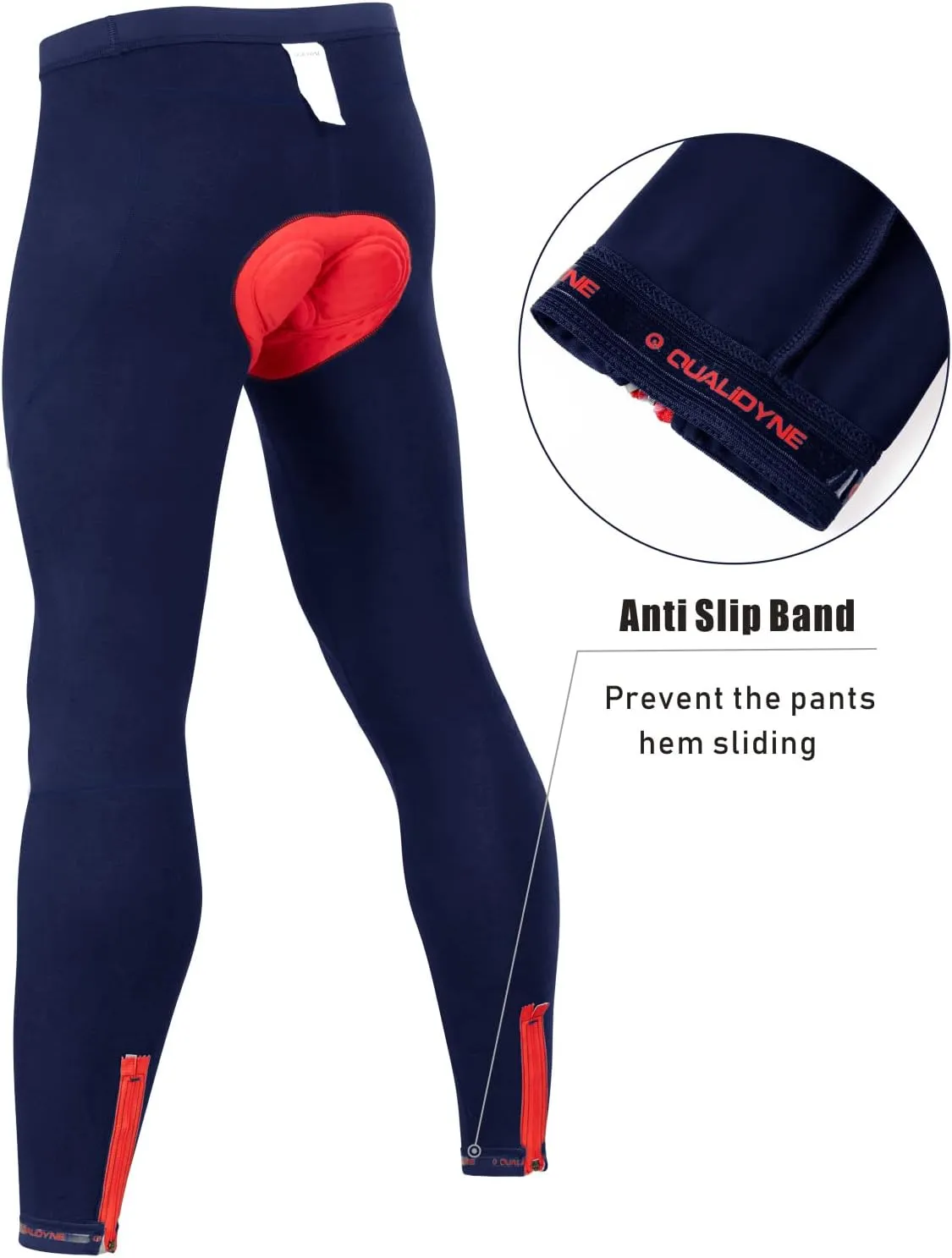 qualidyne Men's Cycling Bike Pants 4D Padded Road Bicycle Tights Outdoor Biking Leggings.