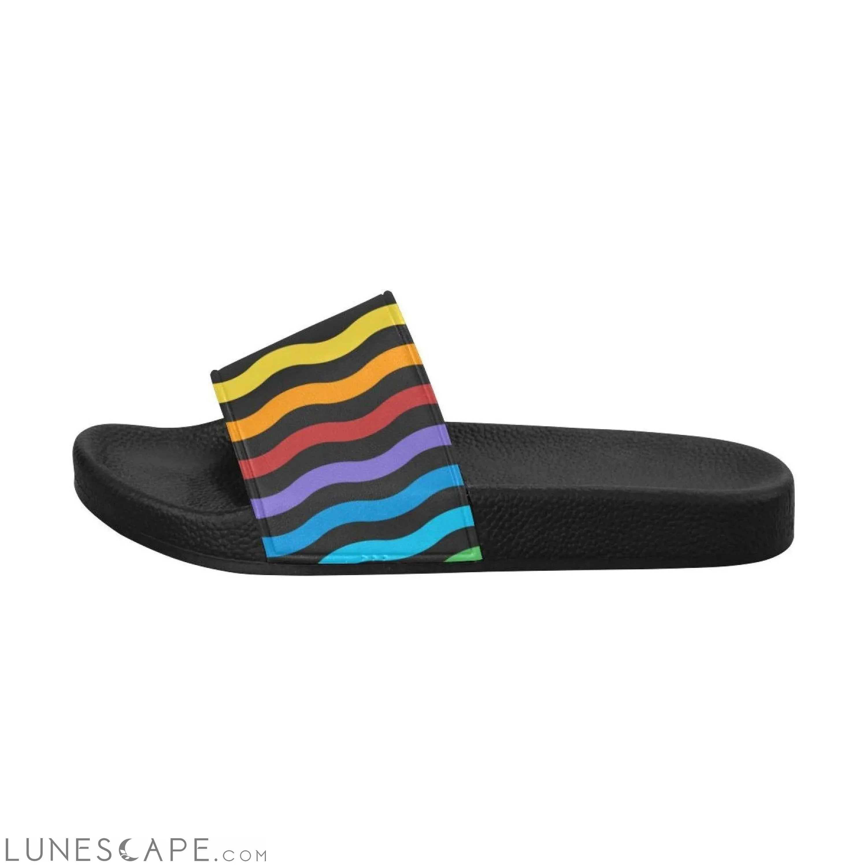 Rainbow Striped Beach Slides