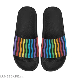 Rainbow Striped Beach Slides