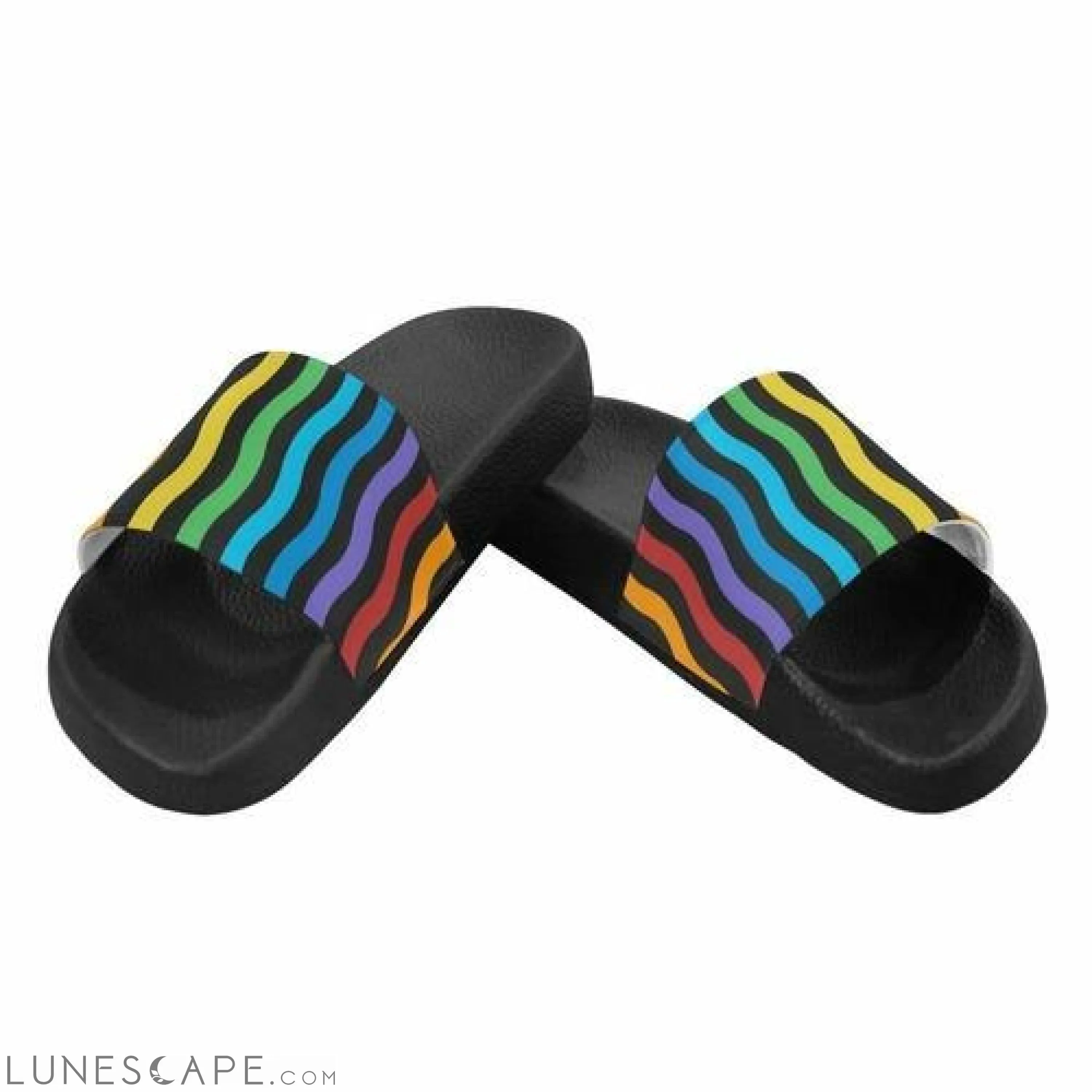 Rainbow Striped Beach Slides