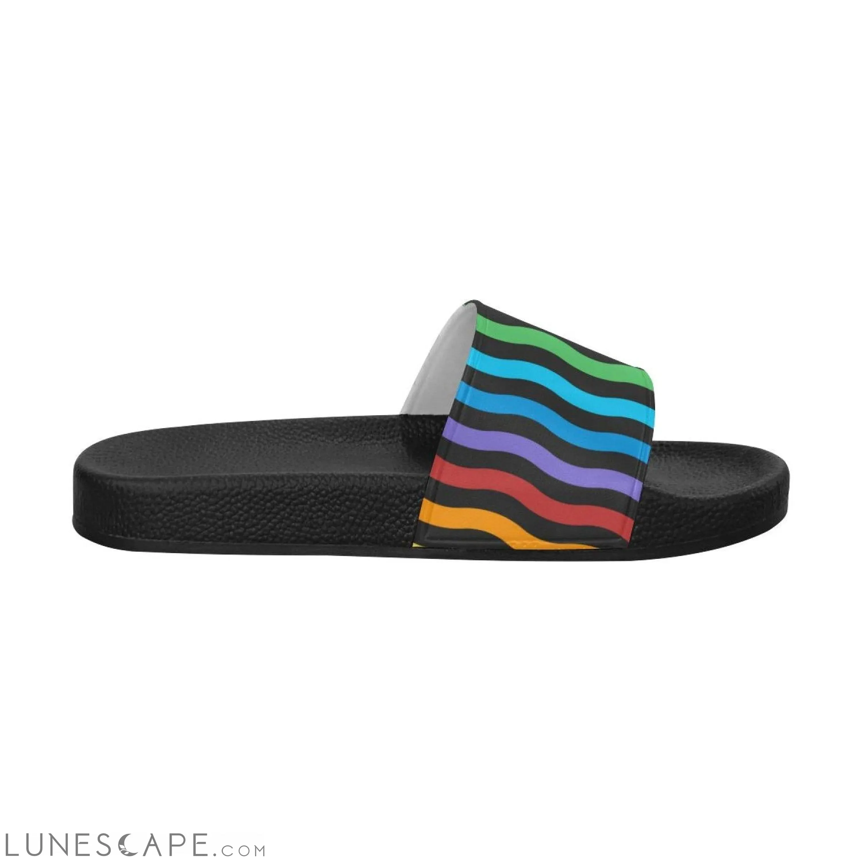 Rainbow Striped Beach Slides