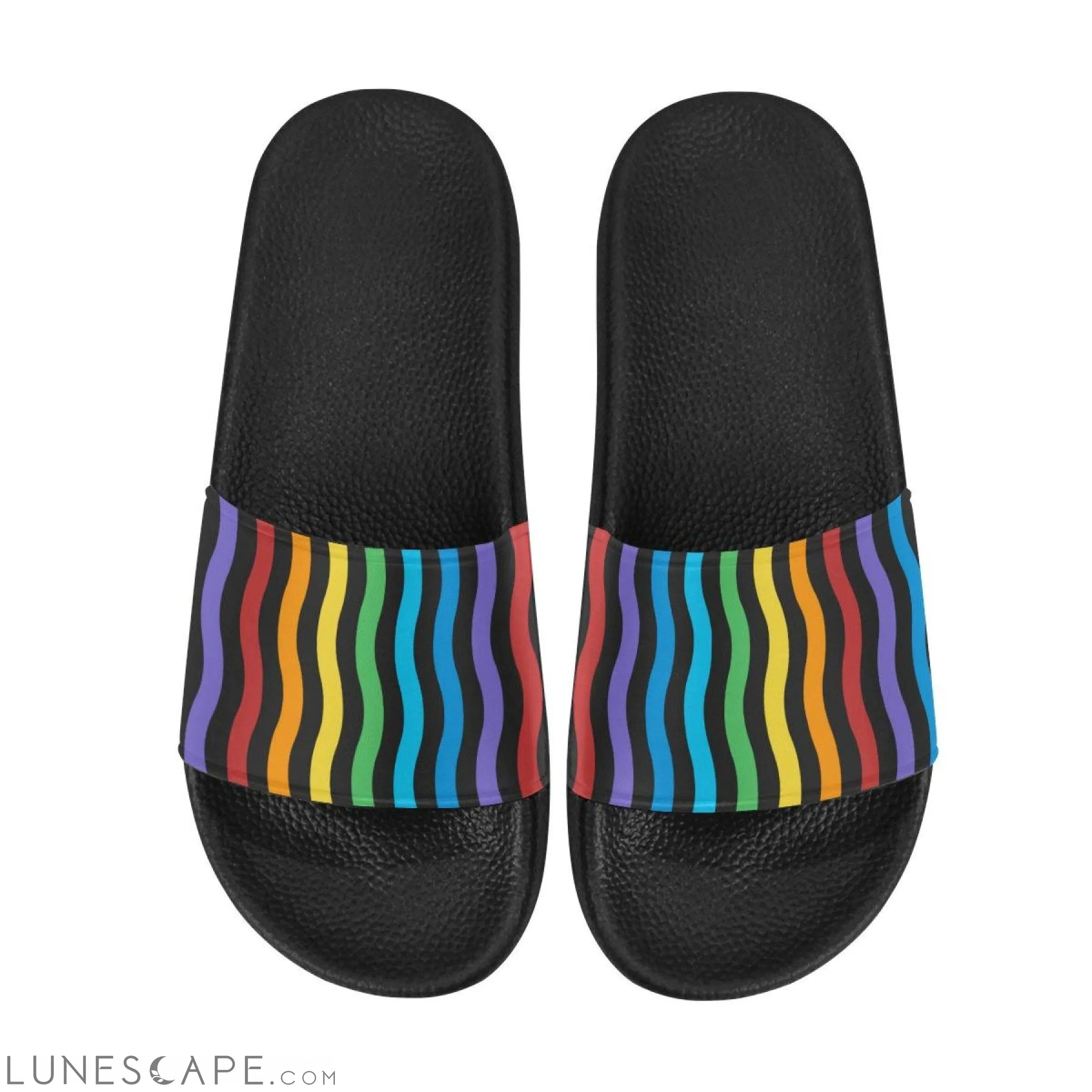 Rainbow Striped Beach Slides