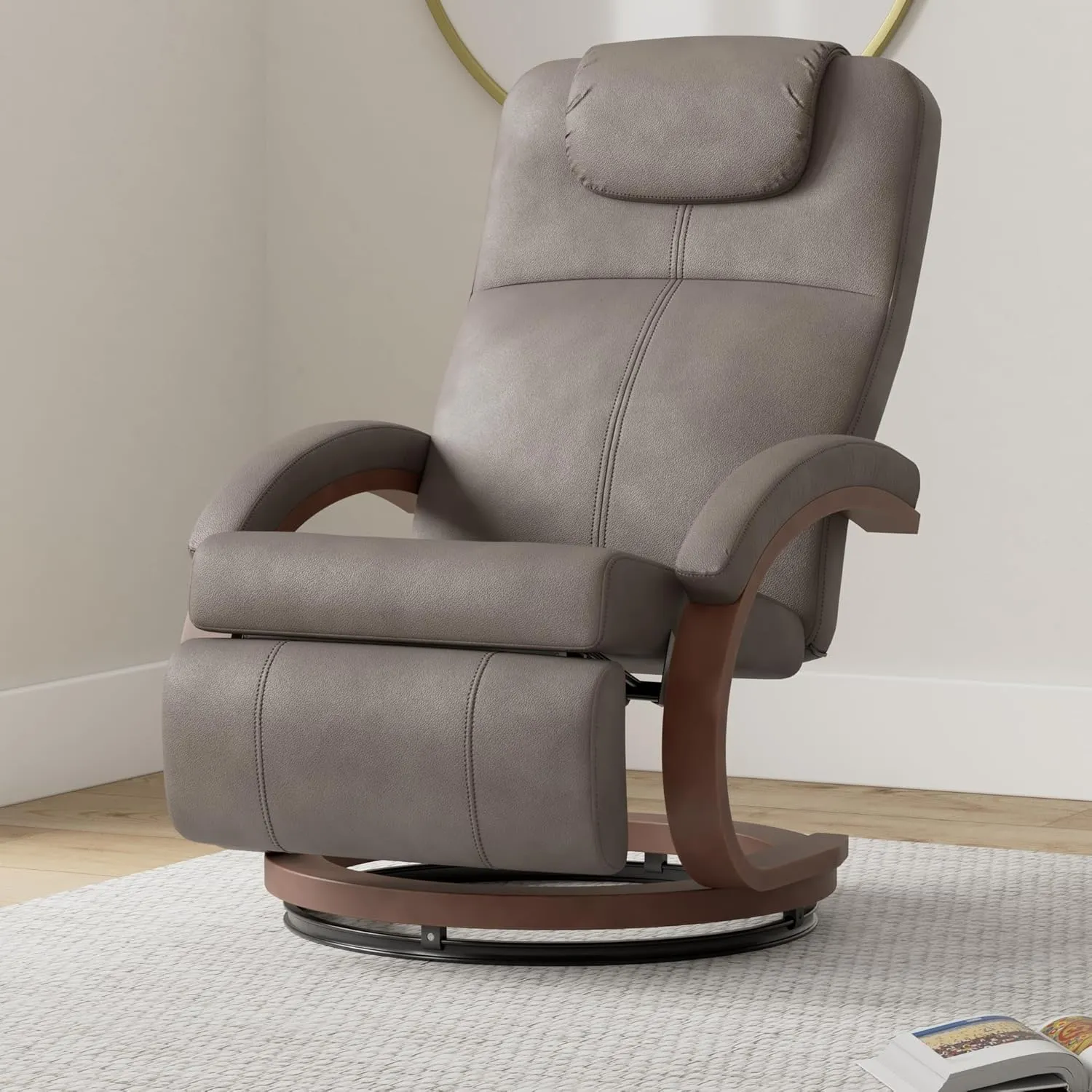 RecPro Charles 28" RV Euro Chair Recliner Modern Design RV Furniture (2, Chestnut)