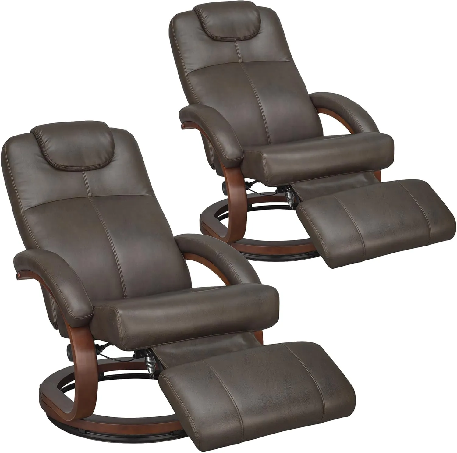 RecPro Charles 28" RV Euro Chair Recliner Modern Design RV Furniture (2, Chestnut)