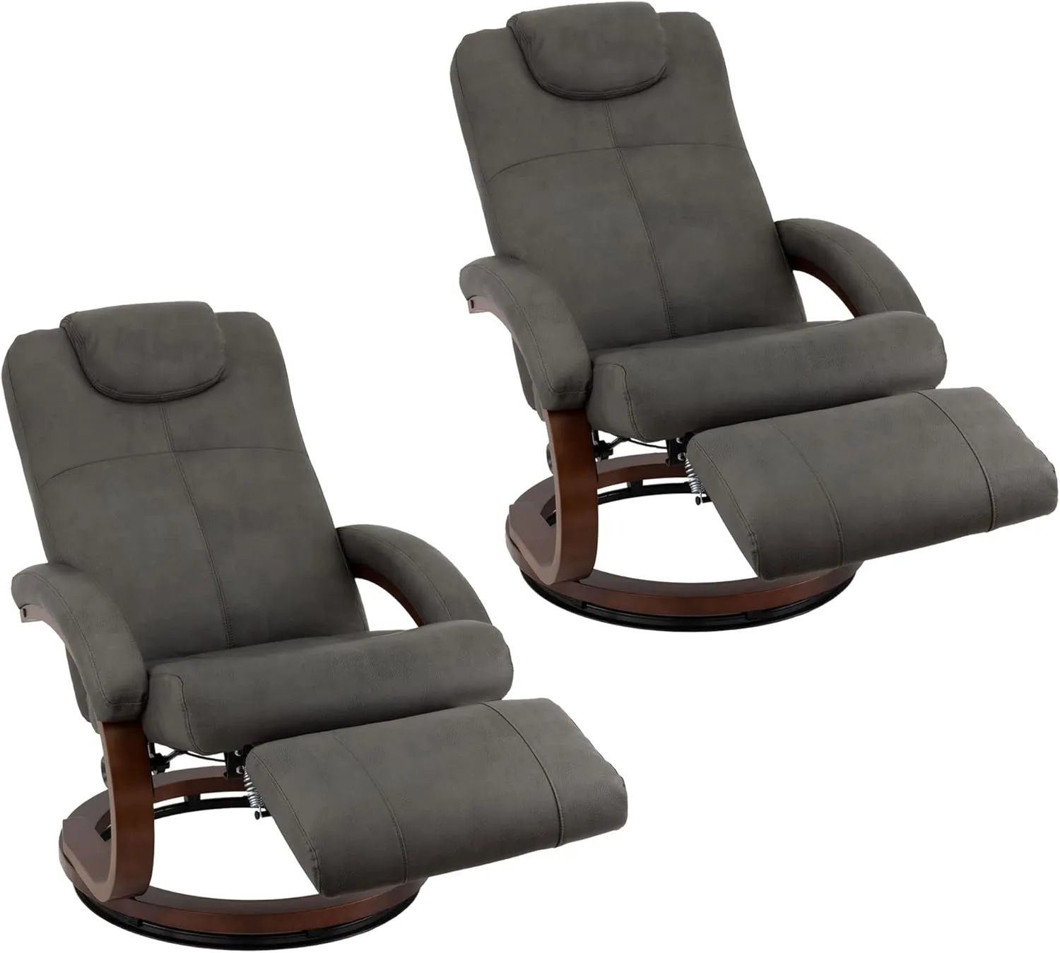 RecPro Charles 28" RV Euro Chair Recliner Modern Design RV Furniture RV Recliner (2 Chairs, Gunmetal)