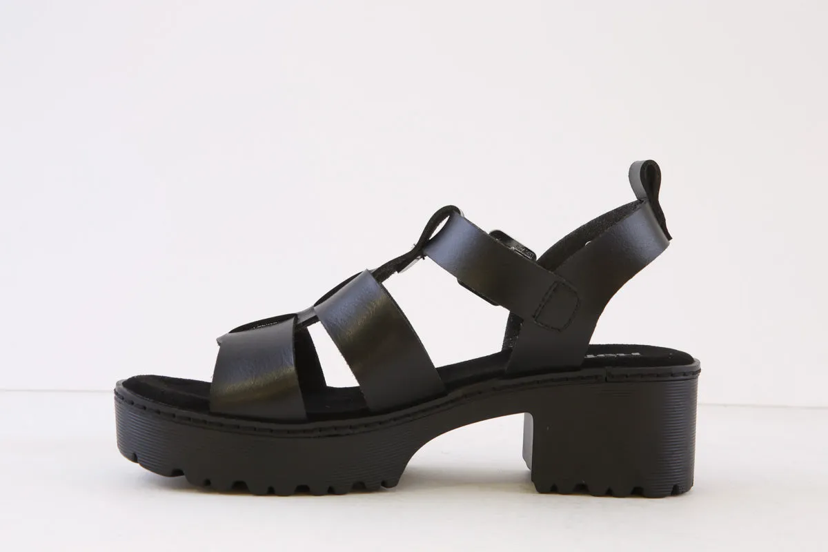 REFRESH - 171941 LOW BLOCK HEEL SANDAL - BLACK