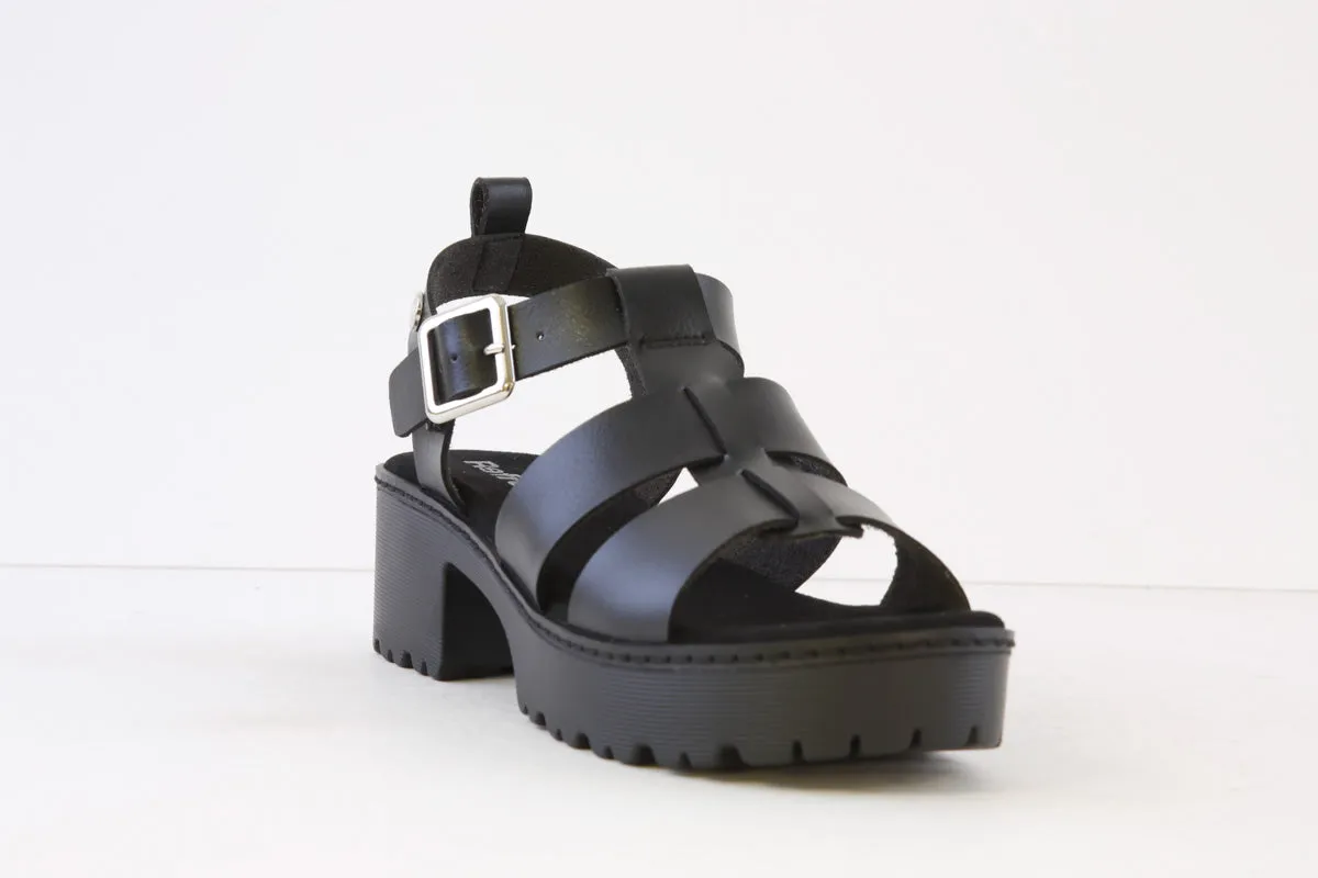 REFRESH - 171941 LOW BLOCK HEEL SANDAL - BLACK