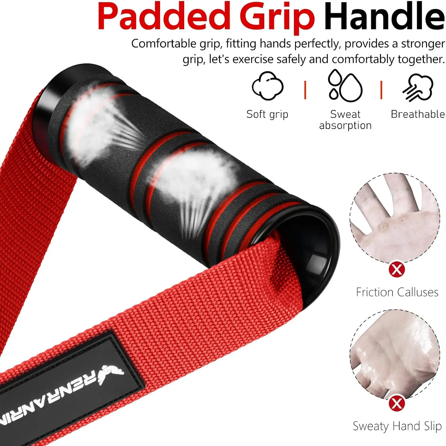 RENRANRING Gym Exercise Handles, Replacement Handle Attachments for Cable Machine Pulleys, Resistance Band and Strength Trainer, Pull Down Workout Accessories, Home Gym Add On Equipment