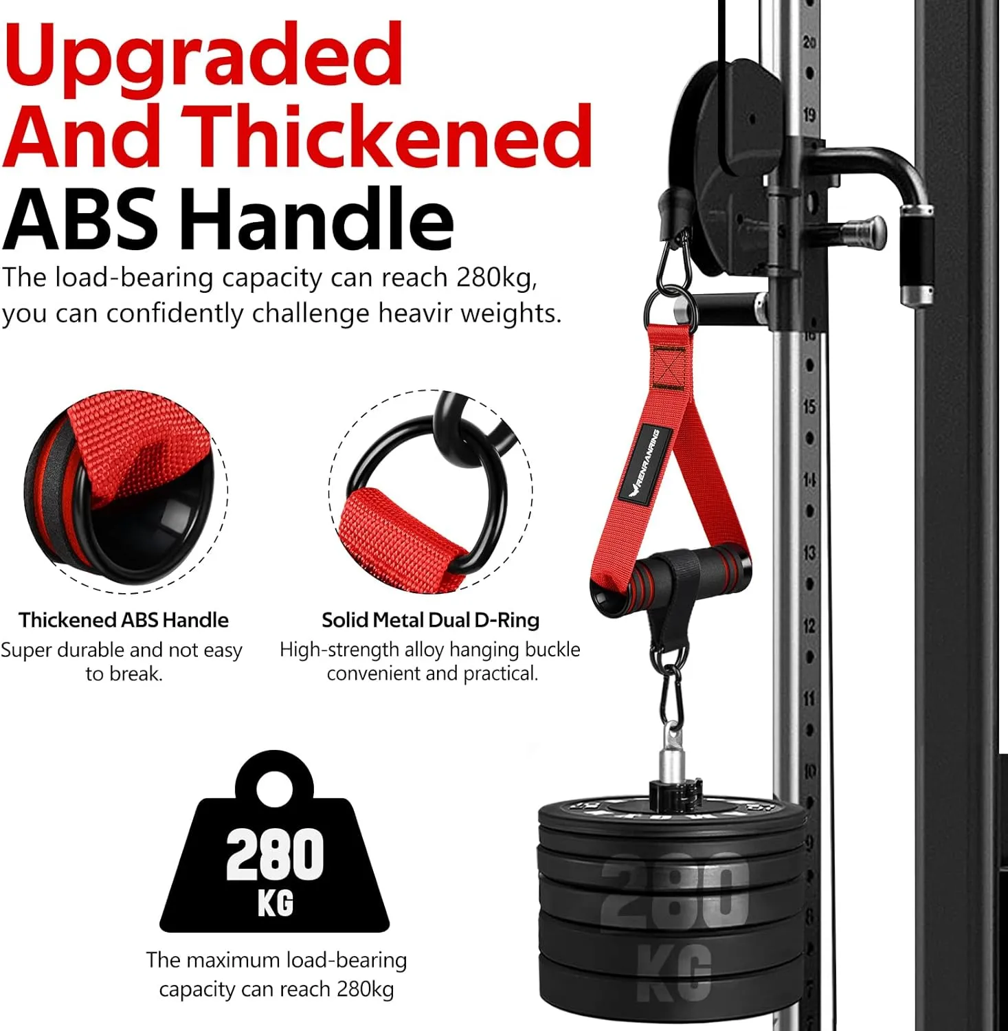 RENRANRING Gym Exercise Handles, Replacement Handle Attachments for Cable Machine Pulleys, Resistance Band and Strength Trainer, Pull Down Workout Accessories, Home Gym Add On Equipment