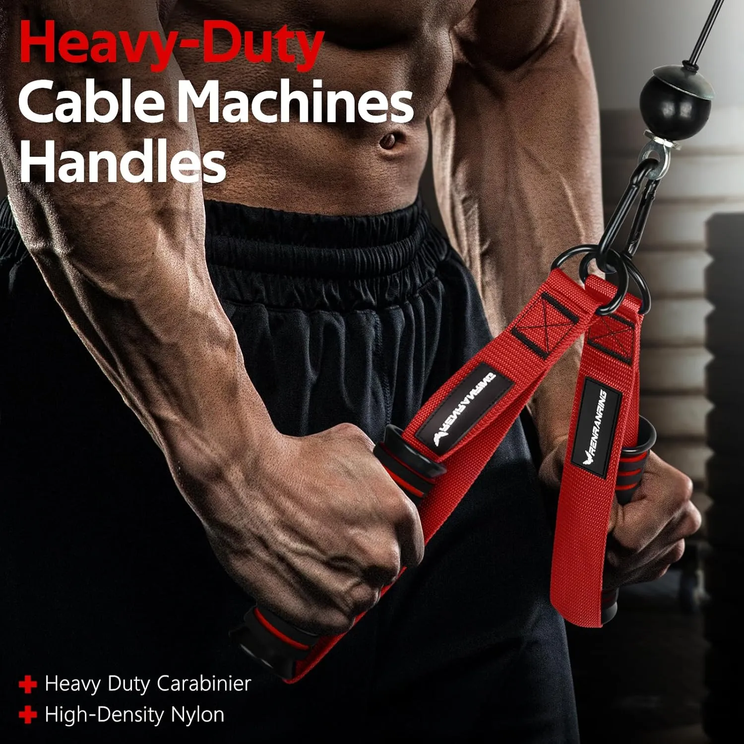 RENRANRING Gym Exercise Handles, Replacement Handle Attachments for Cable Machine Pulleys, Resistance Band and Strength Trainer, Pull Down Workout Accessories, Home Gym Add On Equipment