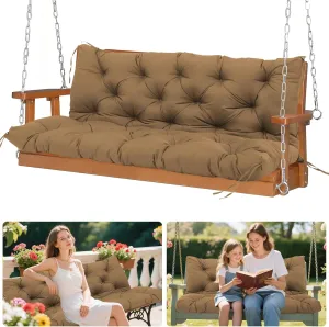 Replacement Cushions for Outdoor Furniture 60 Inch Waterproof Porch Swing Cushions 3 Seater with Backrest Extra 5" Thicken Durable Patio Long Bench Cushions(Brown 60×40×5inch)