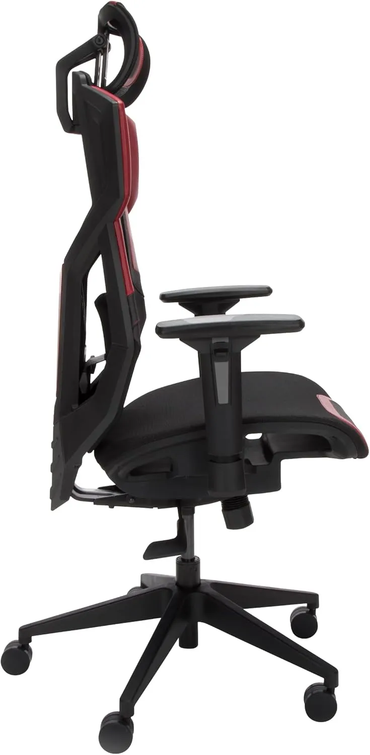 RESPAWN FLEXX Mesh Gaming Chair With Lumbar Support, Ergonomic Gaming Chair with Recline/Tilt Tension Controls, Adjustable Arms, 300lb Max Weight With Wheels for Computer/Desk/Office - Red