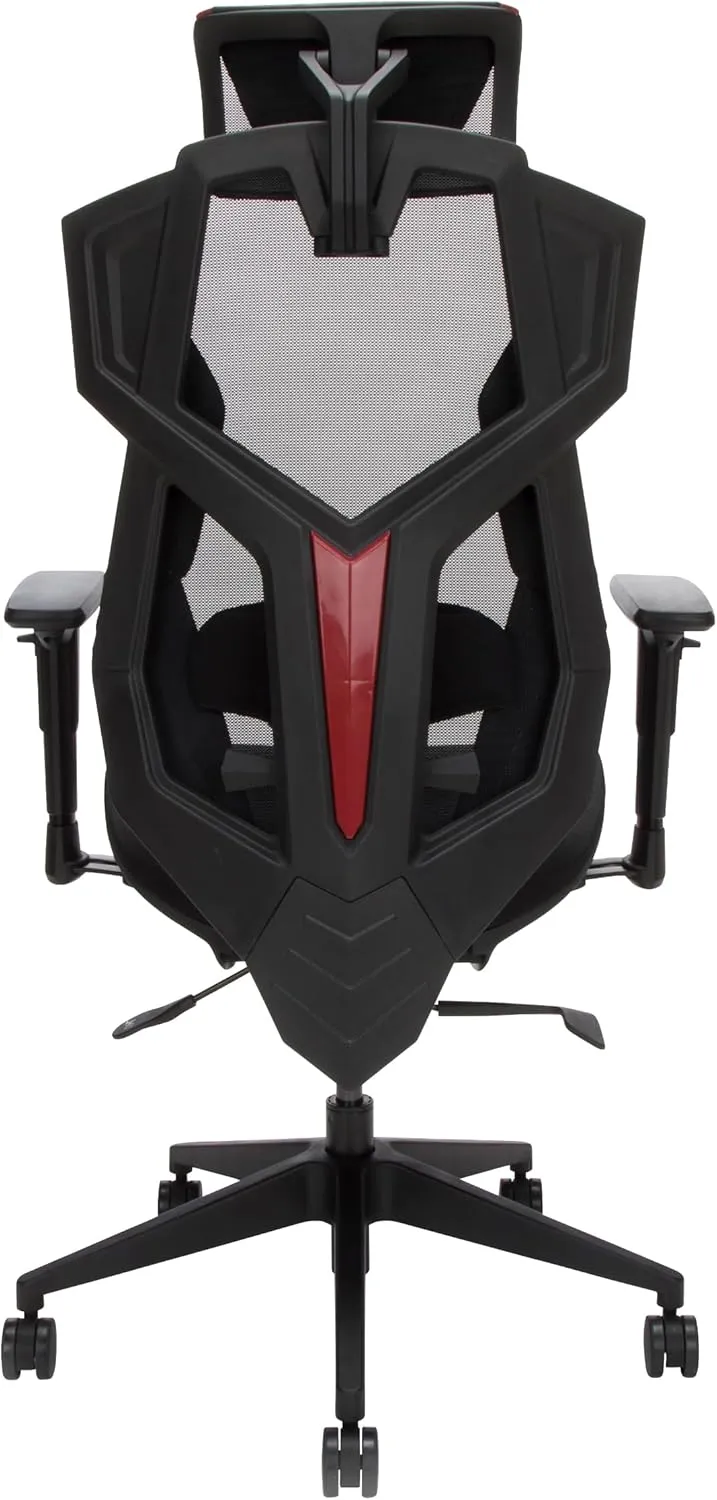 RESPAWN FLEXX Mesh Gaming Chair With Lumbar Support, Ergonomic Gaming Chair with Recline/Tilt Tension Controls, Adjustable Arms, 300lb Max Weight With Wheels for Computer/Desk/Office - Red