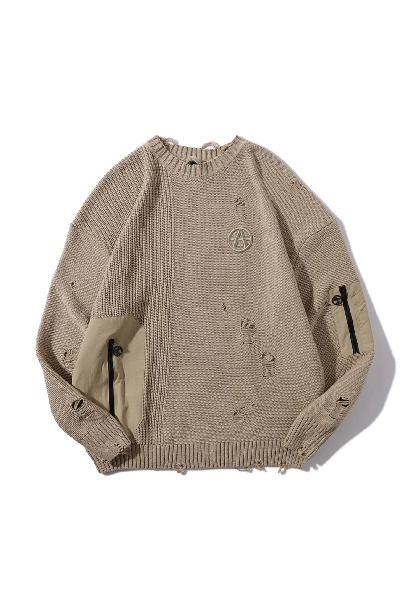 RIPPED SWEATER CAMEL