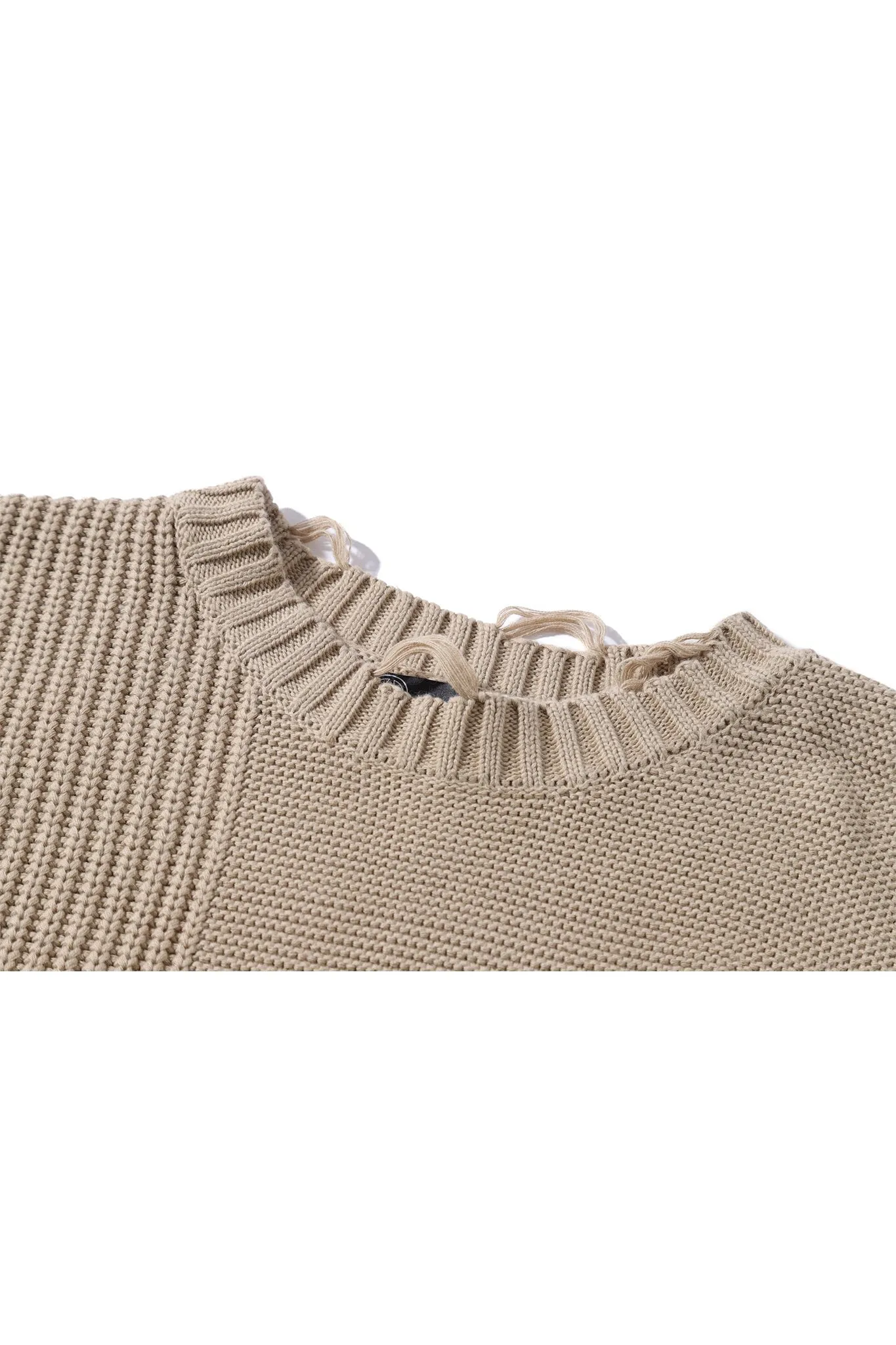 RIPPED SWEATER CAMEL