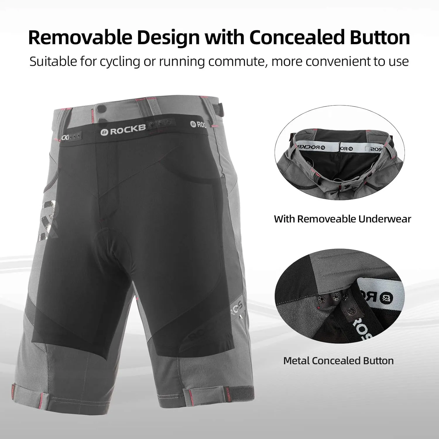 ROCKBROS Mountain Bike Shorts - Padded MTB Shorts for Men