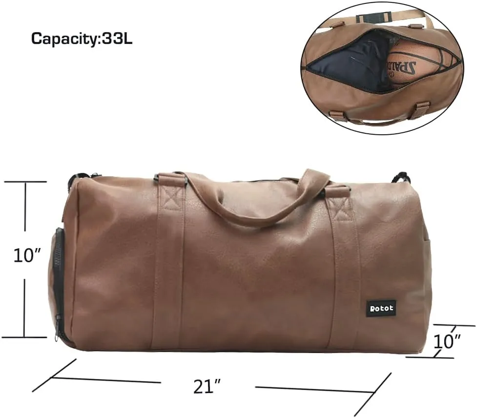 ROTOT Gym Duffel Bag, Gym Bag with Waterproof Shoe Pouch, Weekend Travel Bag with a Water-resistant Insulated Pocket