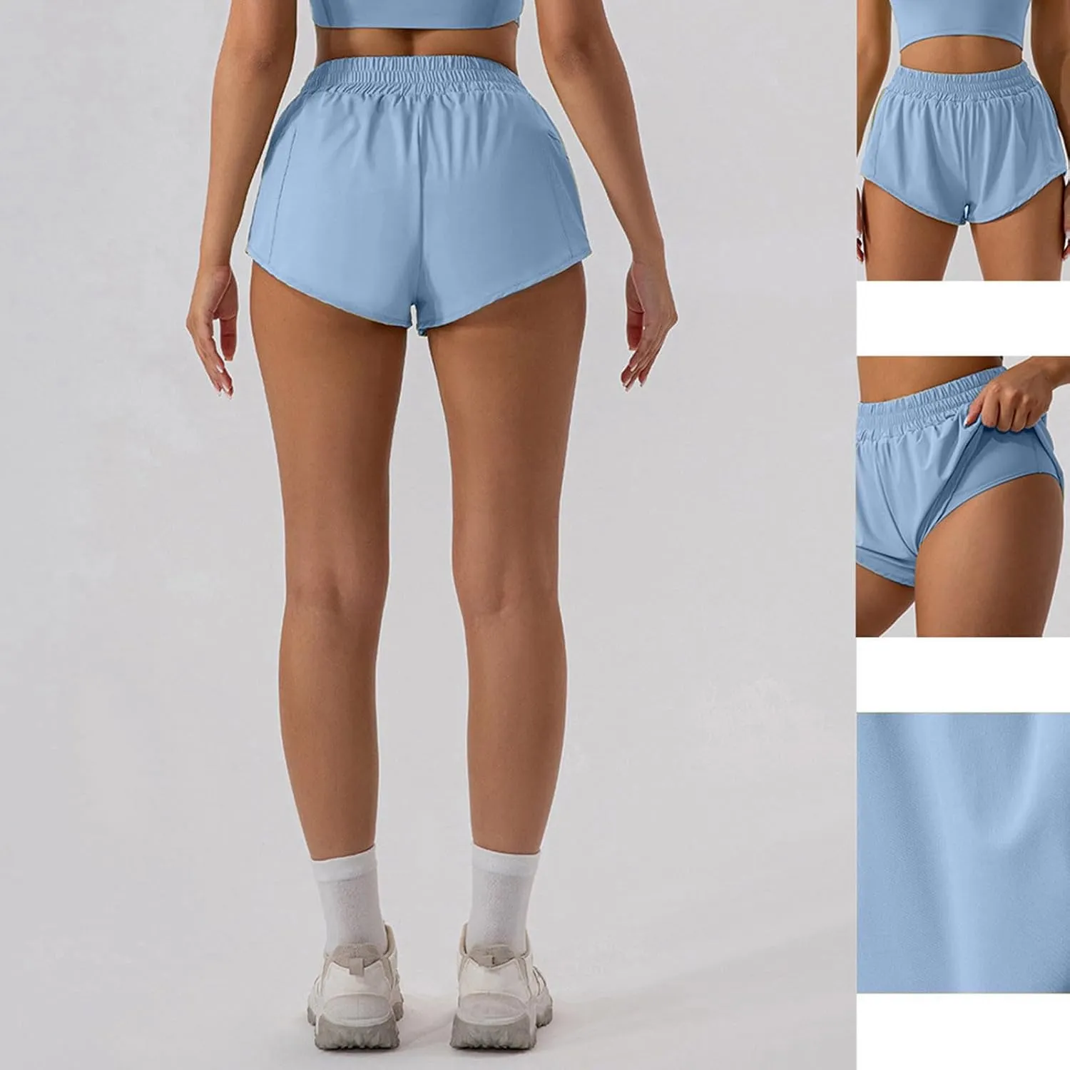 Running Shorts for Women with Pockets High Waisted Tummy Control Athletic Shorts Spandex Compression Short Pants