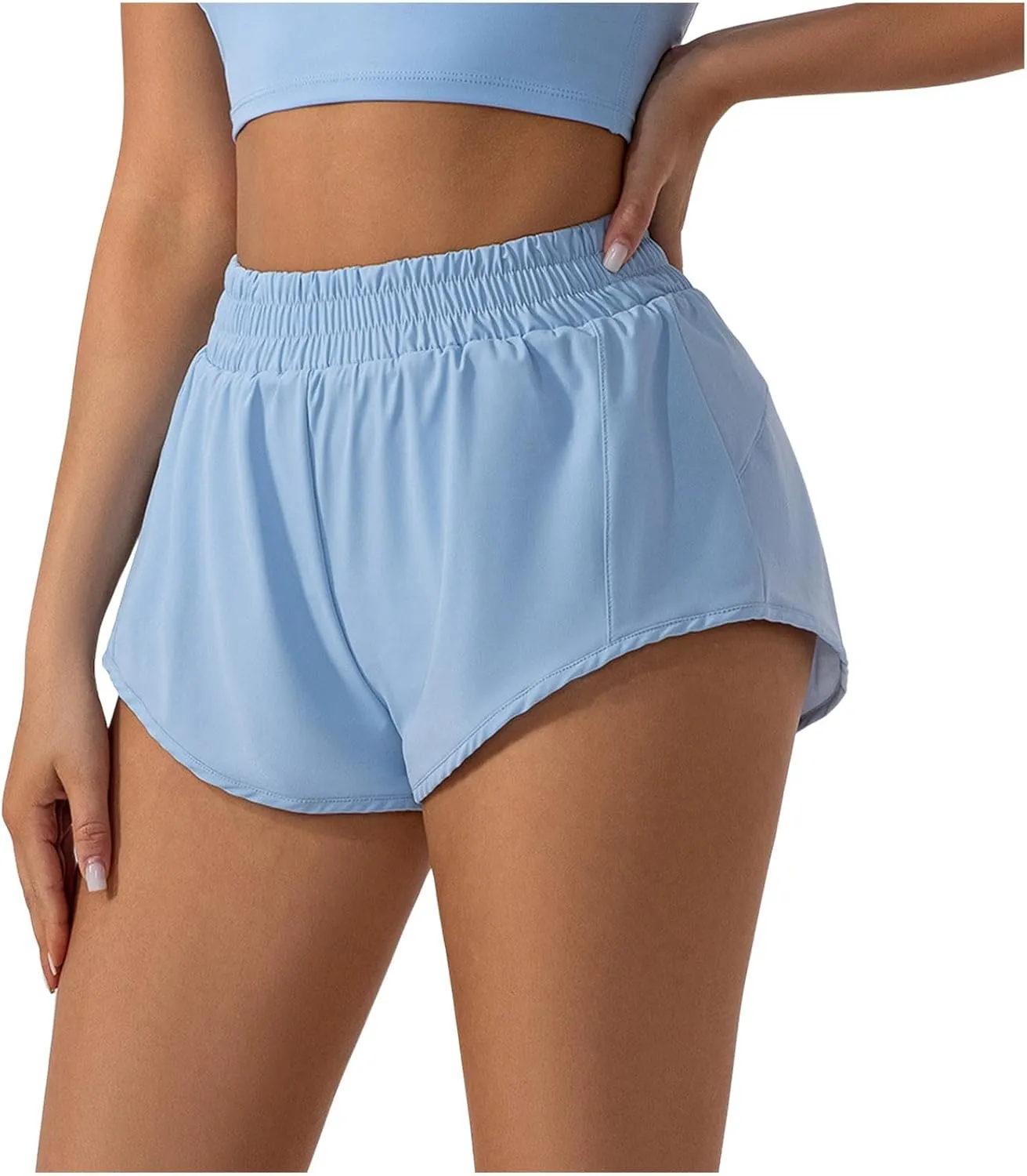 Running Shorts for Women with Pockets High Waisted Tummy Control Athletic Shorts Spandex Compression Short Pants