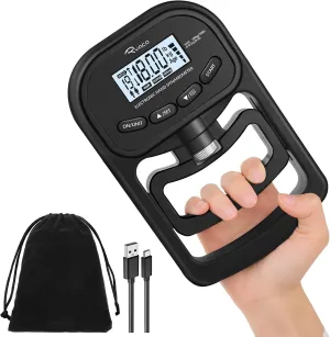 Ryaco Grip Strength Tester, 396lbs/180kg Rechargeable Exerciser Meter Digital Hand Dynamometer Grip Strength Trainer Electronic Hand Grip Strengthener with LCD Display for Sport Home School Use