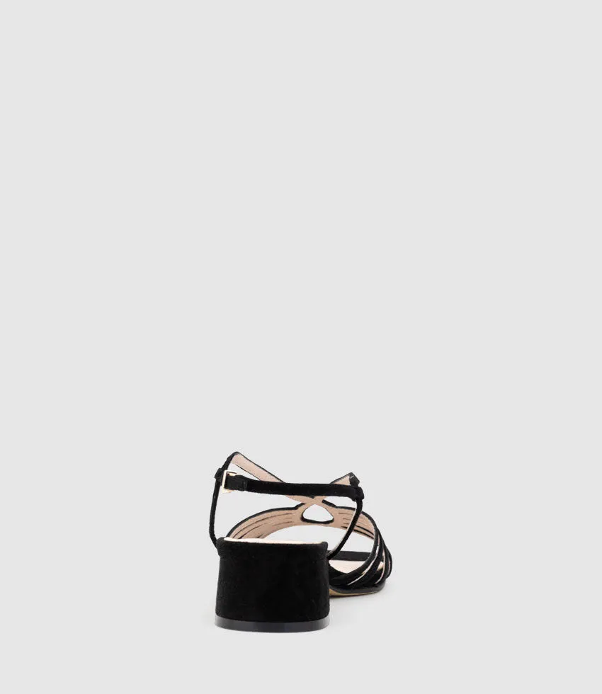 SAMA35 Strappy Sandal in Black Suede