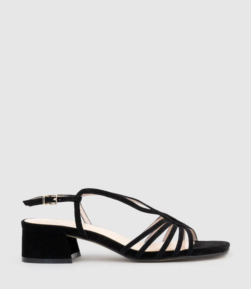 SAMA35 Strappy Sandal in Black Suede