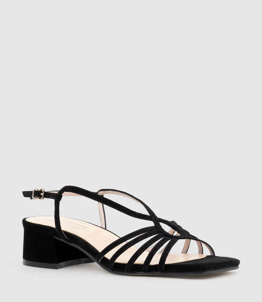 SAMA35 Strappy Sandal in Black Suede