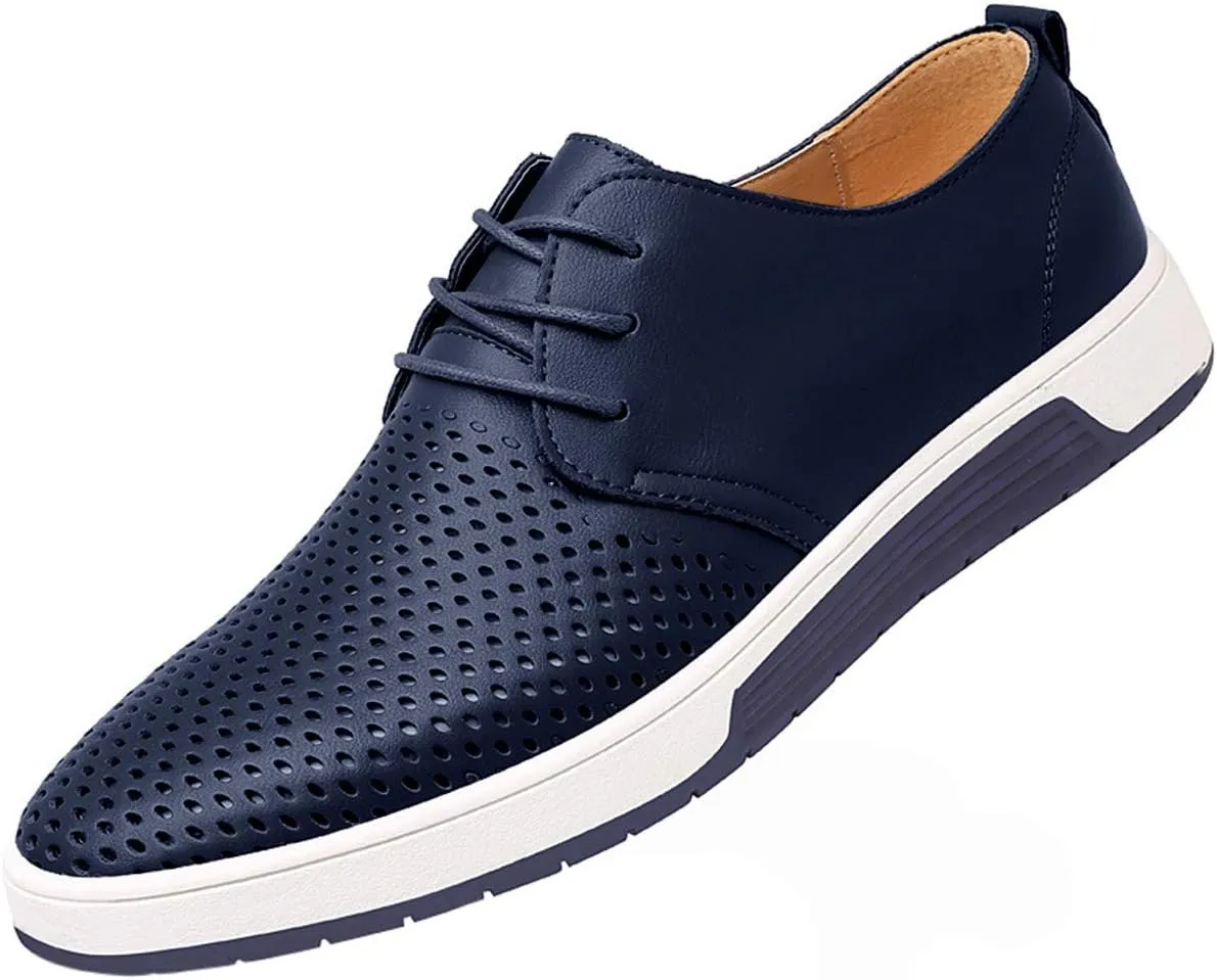 Santimon Men's Oxfords Shoes Casual Lace Up Breathable Formal Dress Mens Slip On Sneakers