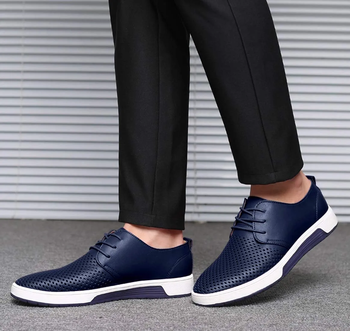 Santimon Men's Oxfords Shoes Casual Lace Up Breathable Formal Dress Mens Slip On Sneakers