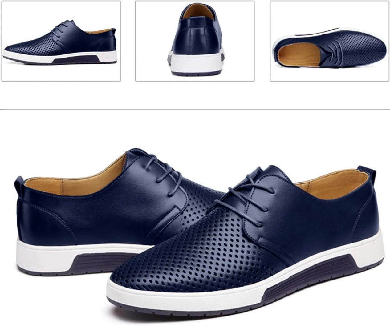 Santimon Men's Oxfords Shoes Casual Lace Up Breathable Formal Dress Mens Slip On Sneakers