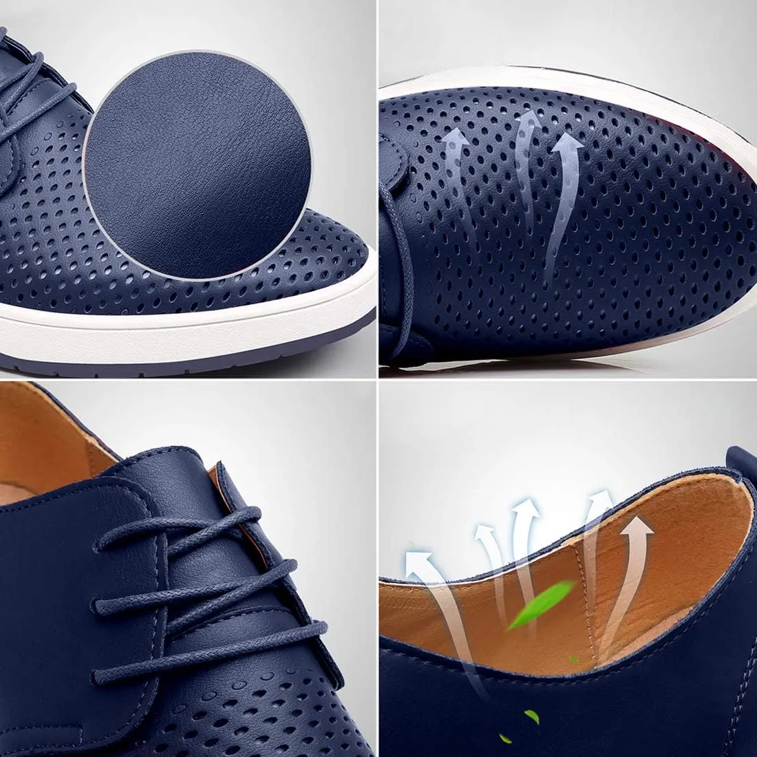 Santimon Men's Oxfords Shoes Casual Lace Up Breathable Formal Dress Mens Slip On Sneakers
