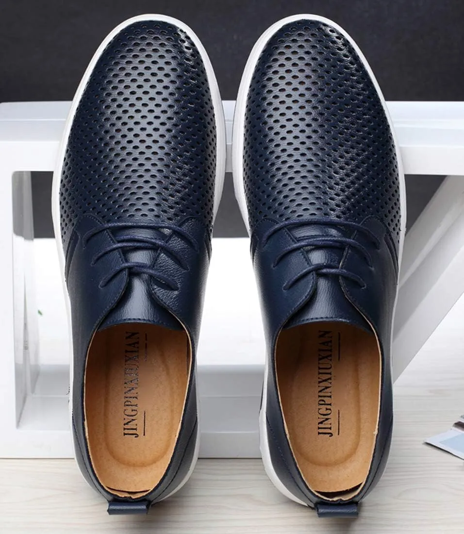 Santimon Men's Oxfords Shoes Casual Lace Up Breathable Formal Dress Mens Slip On Sneakers