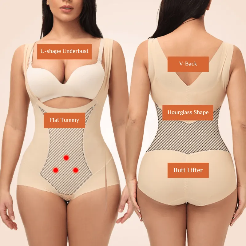 Seamless One-Piece Low Back Wide Strap Shapewear For Women
