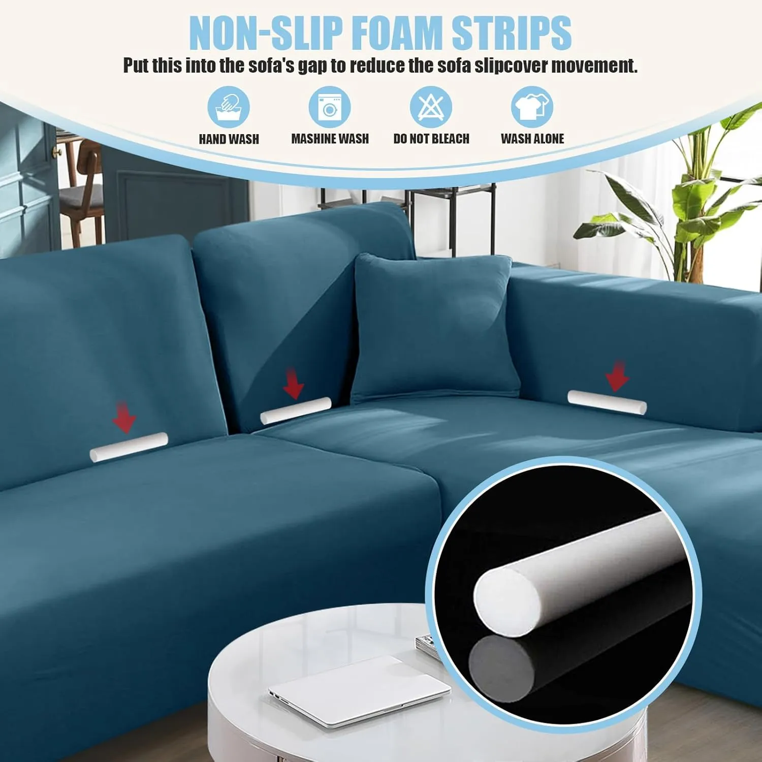 Sectional Couch Covers L Shape Sofa Covers Super Stretch 2pcs Sofa Slipcovers for 3   3 Seaters Sectional Chaise Slipcover with 2pcs Pillow Covers for Pets Kids, Peacock Blue