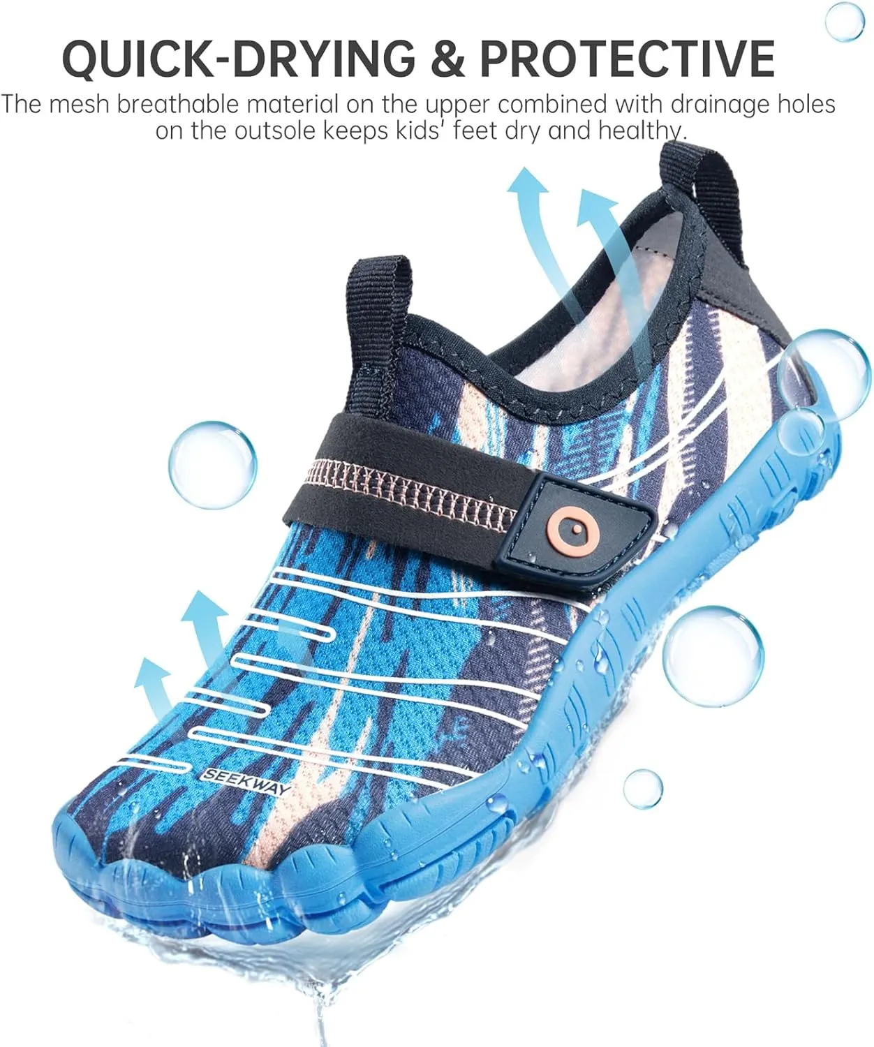 SEEKWAY Barefoot Water Shoes for Kids - Wide Toe Box and Quick-Dry Sand Shoes Toddler for Hiking Swim Beach Pool Kayak Sport Accessories, Camping Essentials Must-Haves for Boys Girls Sizes