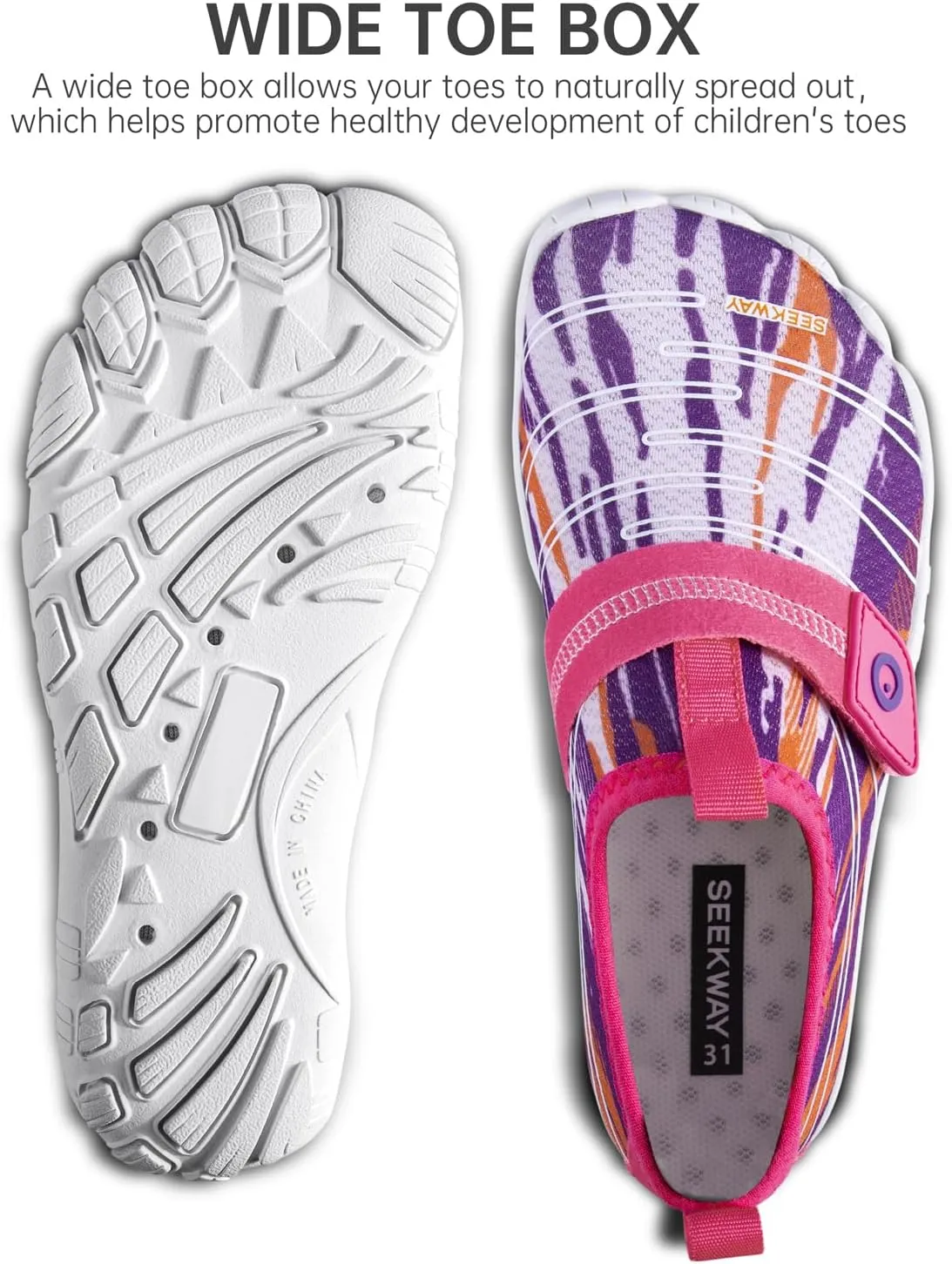 SEEKWAY Barefoot Water Shoes for Kids - Wide Toe Box and Quick-Dry Sand Shoes Toddler for Hiking Swim Beach Pool Kayak Sport Accessories, Camping Essentials Must-Haves for Boys Girls Sizes
