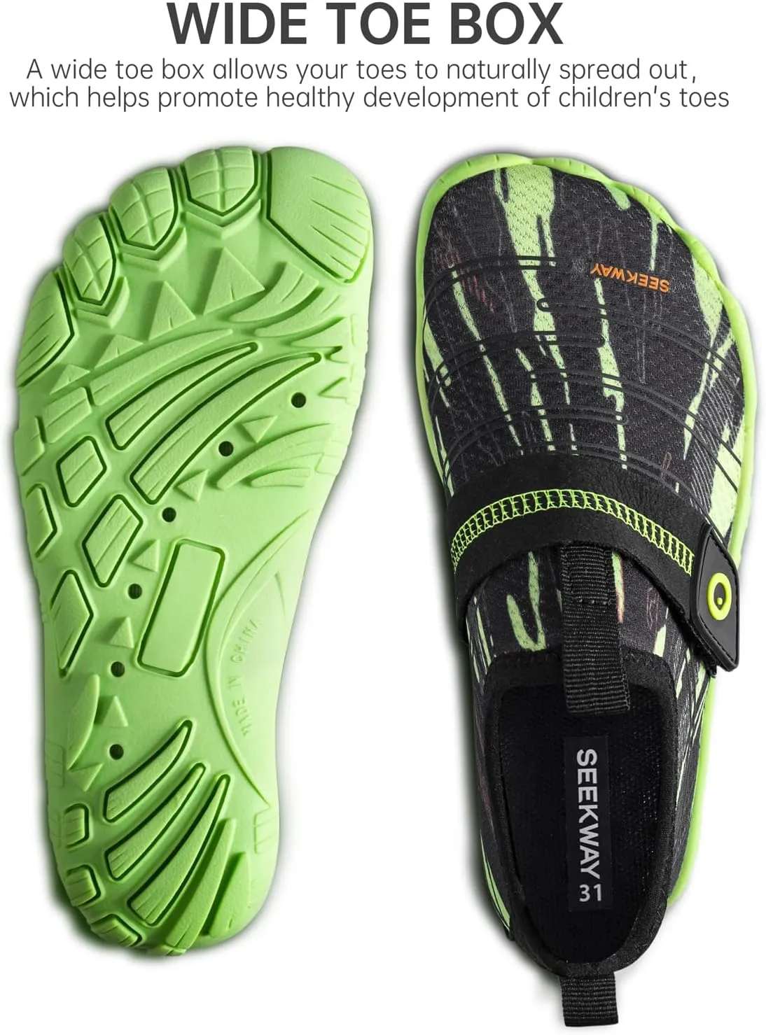 SEEKWAY Barefoot Water Shoes for Kids - Wide Toe Box and Quick-Dry Sand Shoes Toddler for Hiking Swim Beach Pool Kayak Sport Accessories, Camping Essentials Must-Haves for Boys Girls Sizes