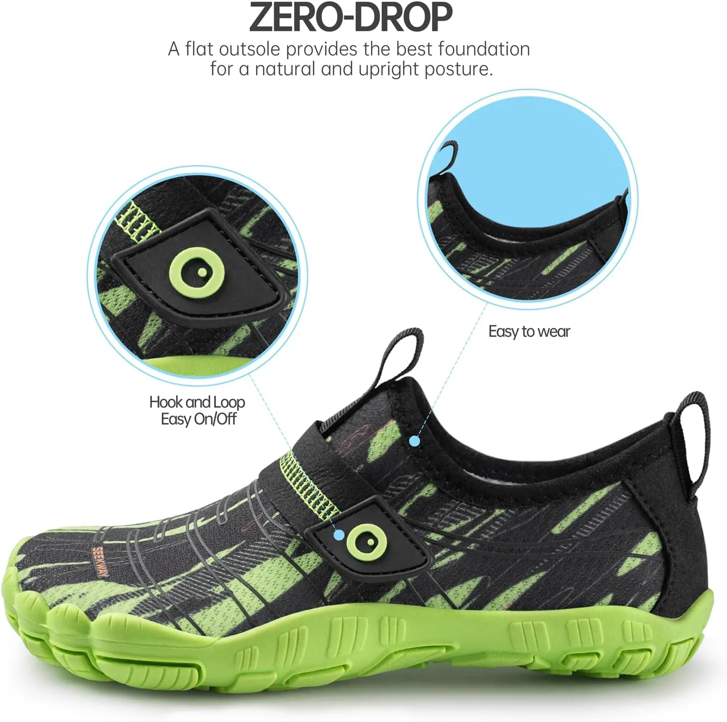 SEEKWAY Barefoot Water Shoes for Kids - Wide Toe Box and Quick-Dry Sand Shoes Toddler for Hiking Swim Beach Pool Kayak Sport Accessories, Camping Essentials Must-Haves for Boys Girls Sizes
