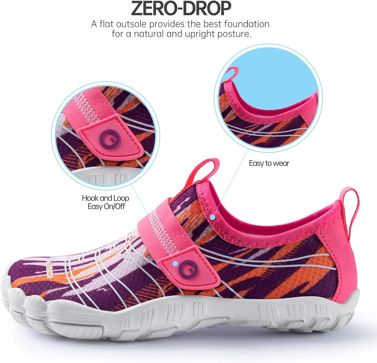 SEEKWAY Barefoot Water Shoes for Kids - Wide Toe Box and Quick-Dry Sand Shoes Toddler for Hiking Swim Beach Pool Kayak Sport Accessories, Camping Essentials Must-Haves for Boys Girls Sizes