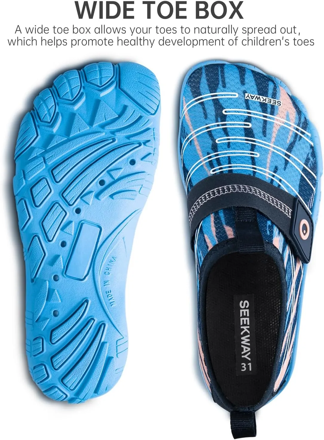 SEEKWAY Barefoot Water Shoes for Kids - Wide Toe Box and Quick-Dry Sand Shoes Toddler for Hiking Swim Beach Pool Kayak Sport Accessories, Camping Essentials Must-Haves for Boys Girls Sizes