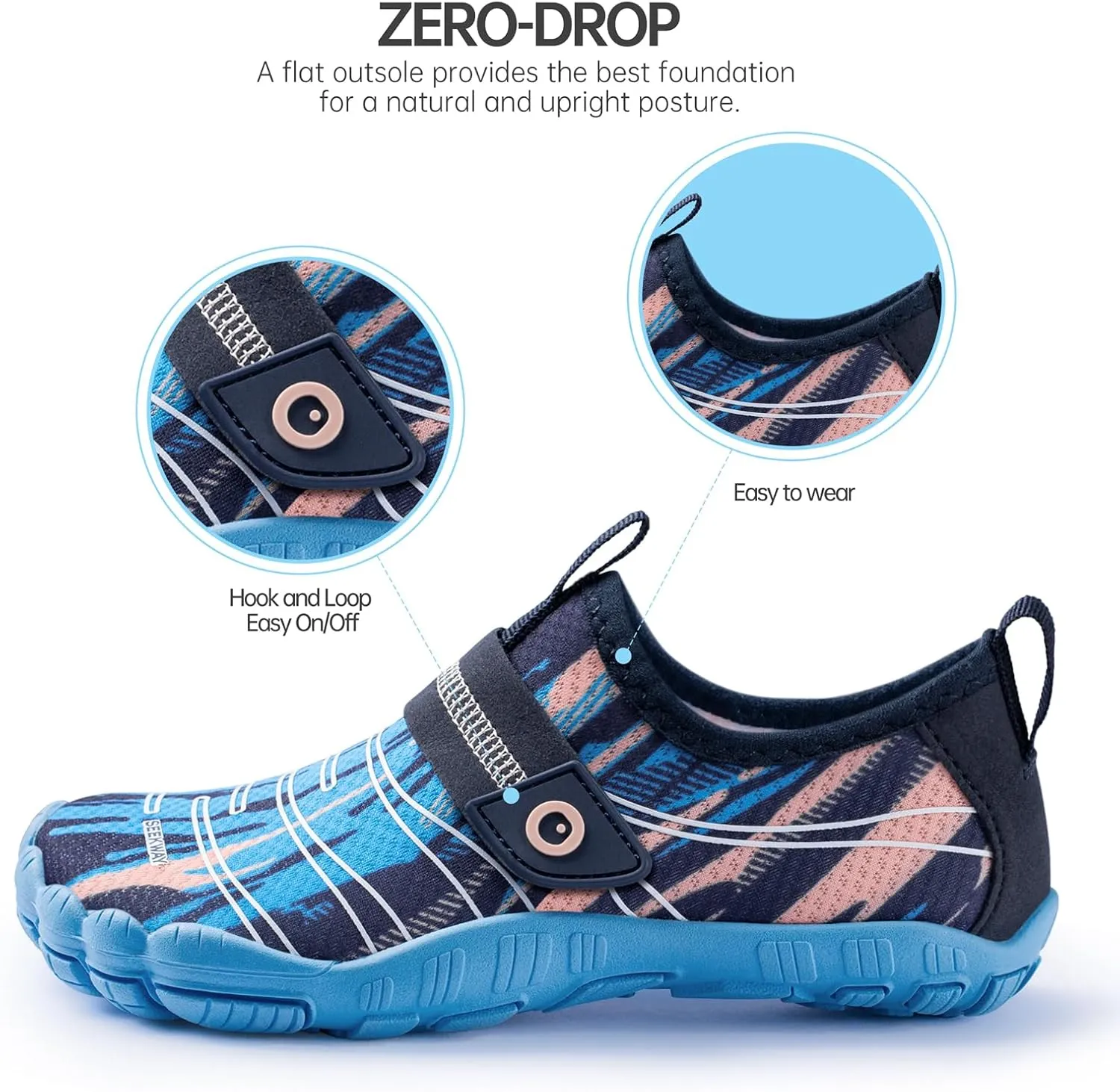 SEEKWAY Barefoot Water Shoes for Kids - Wide Toe Box and Quick-Dry Sand Shoes Toddler for Hiking Swim Beach Pool Kayak Sport Accessories, Camping Essentials Must-Haves for Boys Girls Sizes