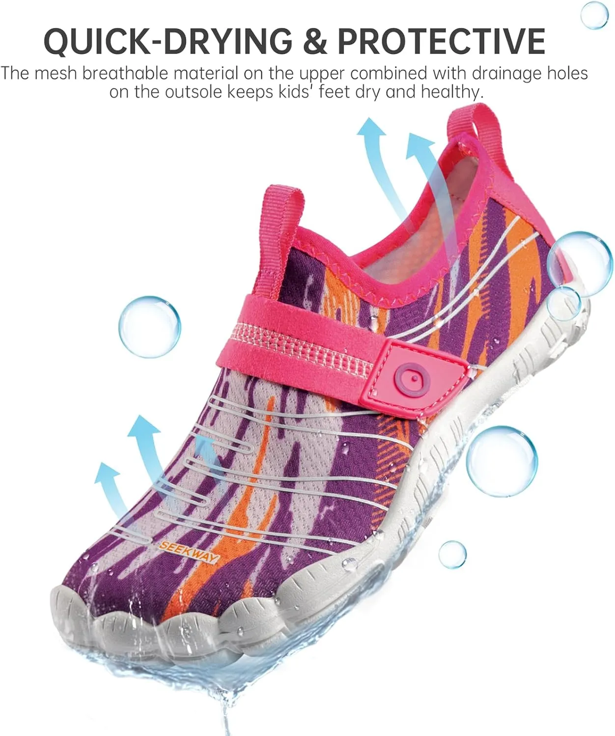 SEEKWAY Barefoot Water Shoes for Kids - Wide Toe Box and Quick-Dry Sand Shoes Toddler for Hiking Swim Beach Pool Kayak Sport Accessories, Camping Essentials Must-Haves for Boys Girls Sizes