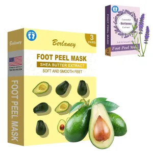 Shea Butter & Lavender Foot Peeling Mask for Dry Cracked Feet and Removing Dead, Smooth Touch Feet, Spa Experience at Home or Travel