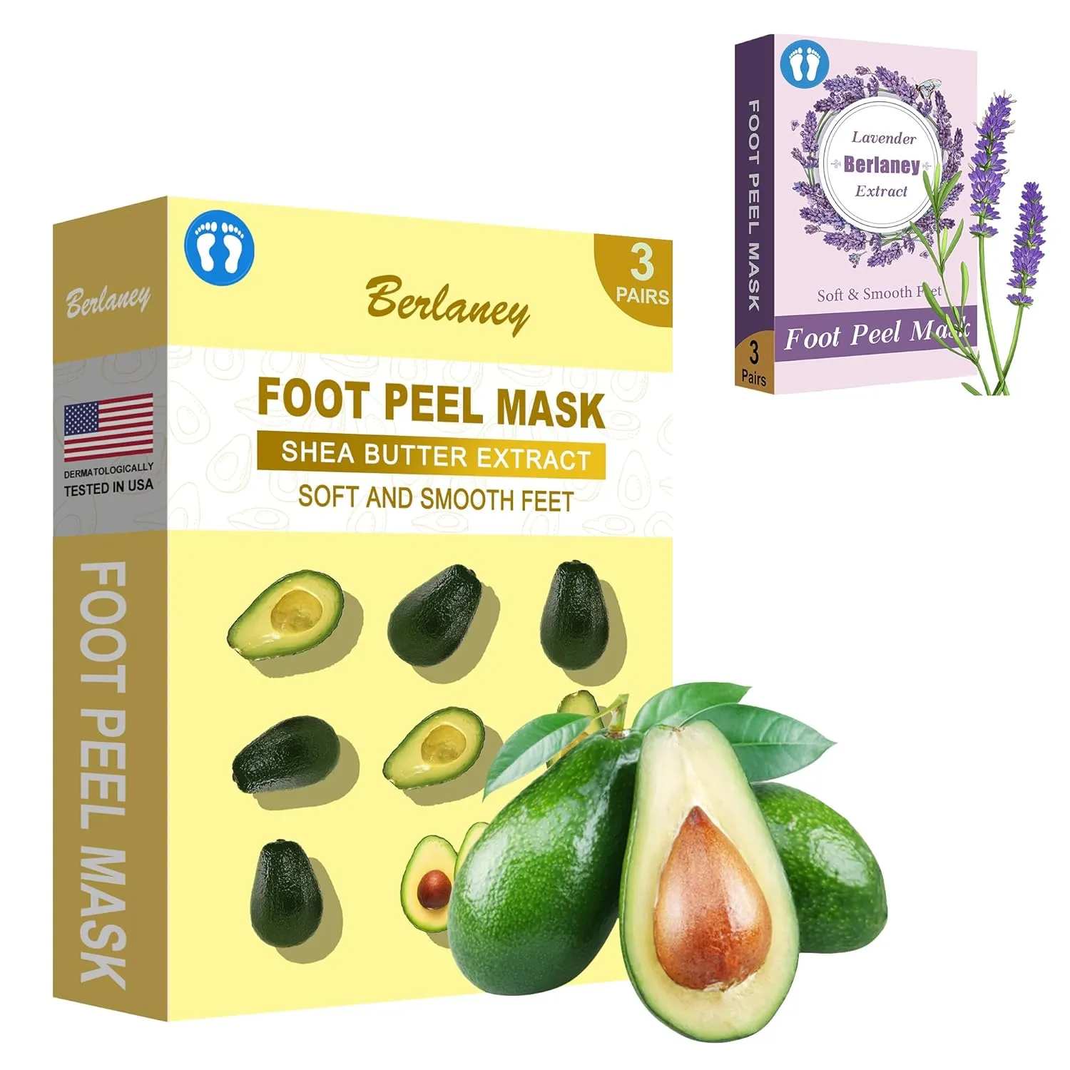Shea Butter & Lavender Foot Peeling Mask for Dry Cracked Feet and Removing Dead, Smooth Touch Feet, Spa Experience at Home or Travel