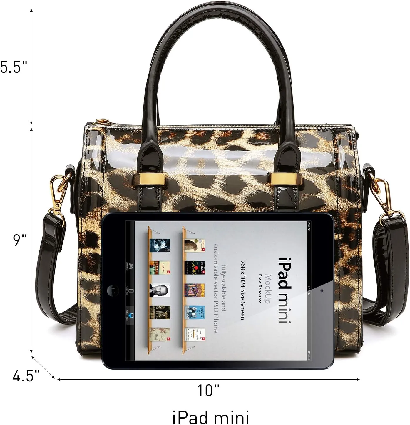 Shiny Patent Faux Leather Handbags Barrel Top Handle Purse Satchel Bag Shoulder Bag for Women