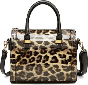Shiny Patent Faux Leather Handbags Barrel Top Handle Purse Satchel Bag Shoulder Bag for Women