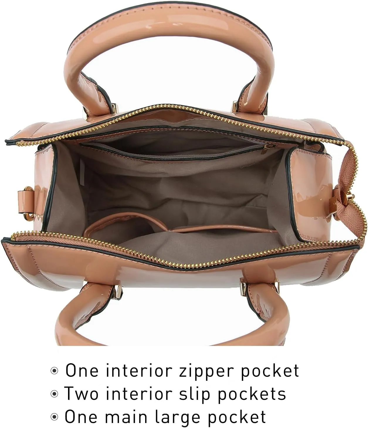 Shiny Patent Faux Leather Handbags Barrel Top Handle Purse Satchel Bag Shoulder Bag for Women